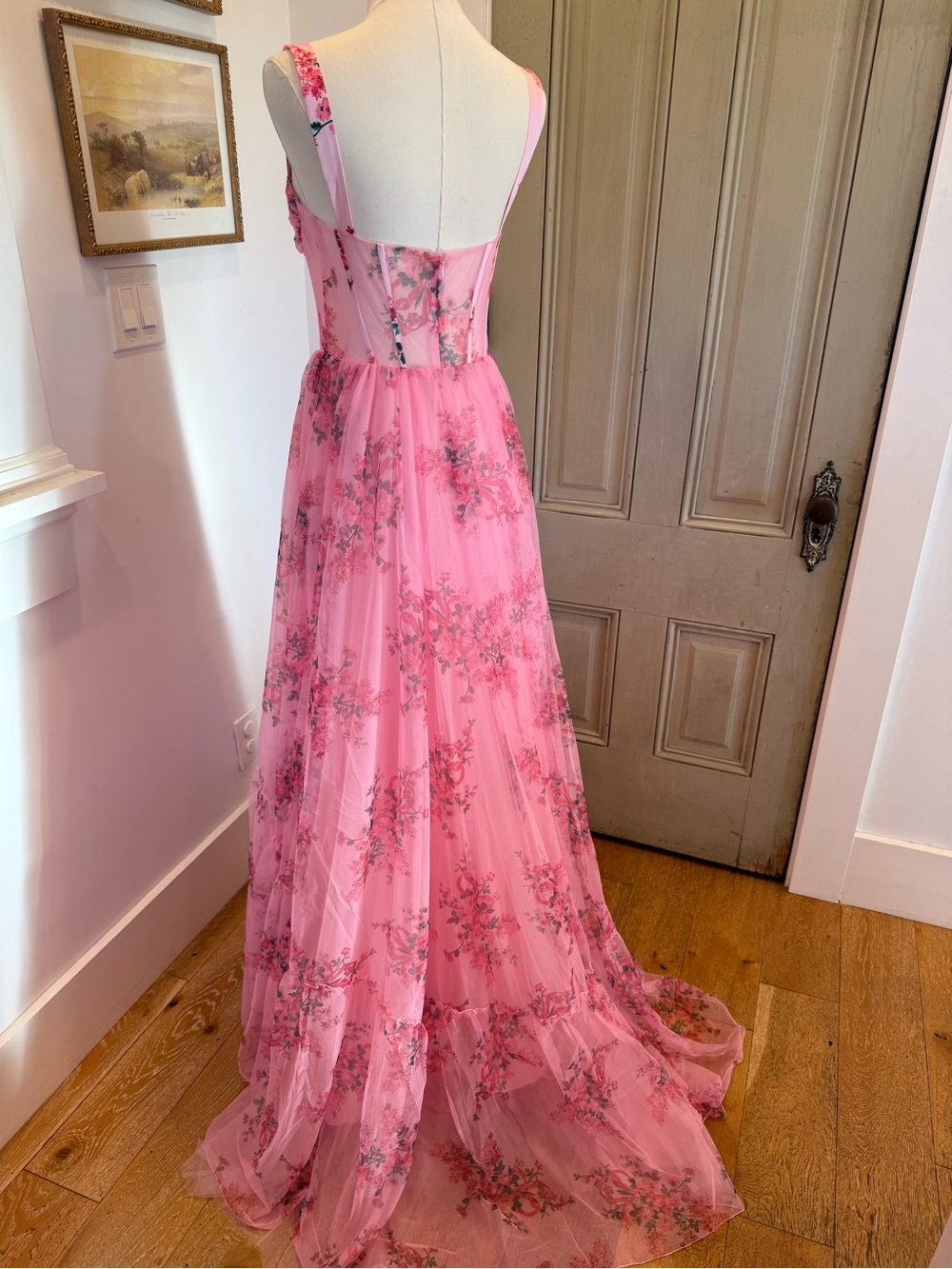 Pink Floral Tulle Ballgown - Picture 7 of 11